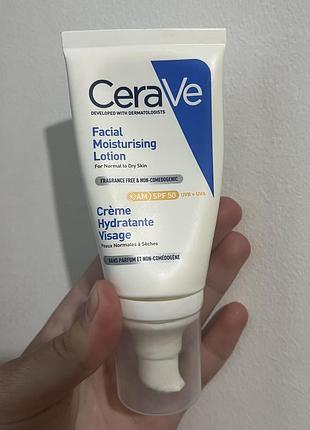 Cerave зволожуючий крем з спф 50 для нормальної та сухої шкіри