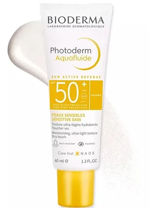 Солнцезащитный аквафлюид для лица bioderma photoderm aquafluide sun active defense spf50+ 40 мл