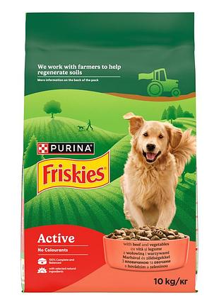 Сухой корм friskies active (активный) для взрослых собак с повышенной активностью, с говядиной и овощами, 10 кг