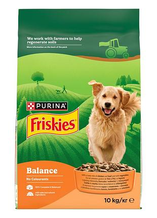 Сухой корм friskies balance (баланс) для взрослых собак, с курицей, говядиной и овощами, 10 кг