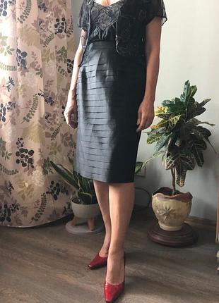 Фактурна шовкова спідниця-олівець із тайського шовку 100% thai silk, розмір m/l