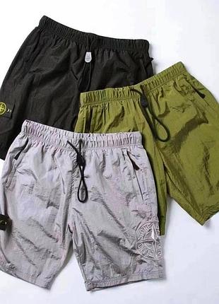 🔥 шорти stone island — нейлон | qr certilogo | оригінальний патч | чорний/сірий | розміри m-xxl | відправка по всій україні