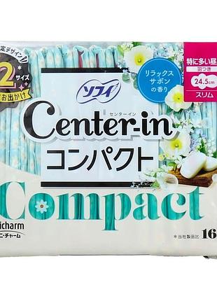 Unicharm center-in compact 1/2 day use гигиенические прокладки (аромат мыла) 24.5 см, 16 шт