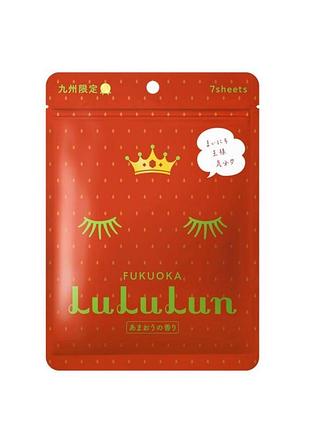 Lululun face mask amaou strawberry омолоджуюча маска з полуницею, 7 шт