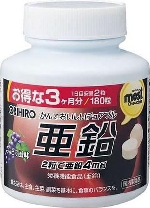 Orihiro most chewable zinc цинк в жевательной форме, 180 табл