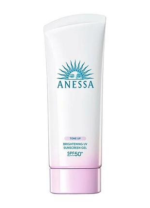 Shiseido anessa brightening uv gel spf50+/pa++++ осветляющий солнцезащитный гель, 90 г