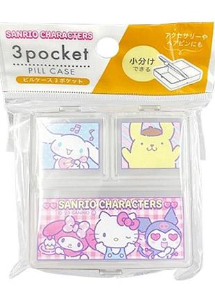 Daiso sanrio pill case детский органайзер для таблеток на 3 ячейки, 1 шт