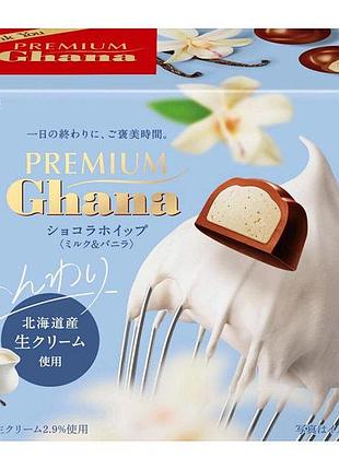 Lotte premium ghana chocolate whip the vanilla шоколад с ванильным кремом, 56 г