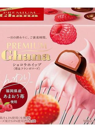 Lotte premium ghana chocolate whip the berry шоколад с ягодным кремом, 56 г
