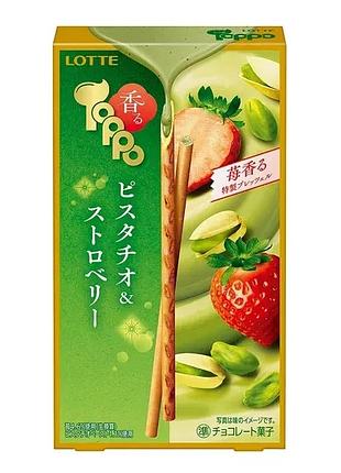 Lotte toppo pistachio палочки с фисташково-клубничным кремом, 72 г