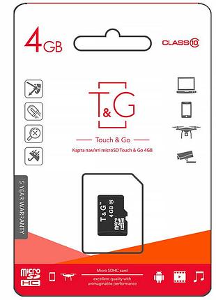 Карта памяти t&g microsdhc class 10 - 4gb (без адаптера) черный