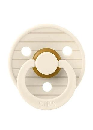 Пустышка bibs studio colour latex round (круглая) pin - ivory / vanilla 6-18 месяцев