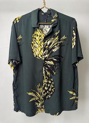 Шикарная гавайская рубашка h&amp;m зеленого цвета, размер m - l