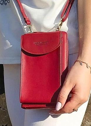 Женский кошелек baellerry n8591 red / красная сумка-клатч для телефона и карт