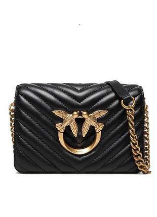 Женская кожаная сумка pinko love click mini v quilt, black