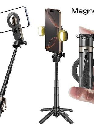 Селфи-палка magic john y3 mini pocket selfie stick с magsafe, мини штатив для iphone и android, складной, черный, новый