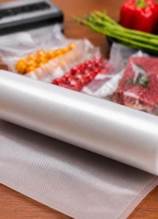 Вакуумні гофровані пакети у рулонах 25×500 см, 105 мкм — для домашніх вакуумних упаковувачів, суш-від, заморозки