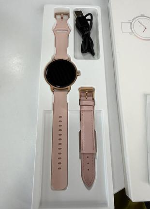 Смартгодинник dr03 smart watch amoled 1.32” з bluetooth-дзвінками, моніторингом здоров’я, 2 ремінці, рожевий, новий