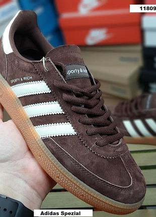 Чоловічі кросівки adidas spezial sporty & rich коричневі замша адідас спеціаль спорті енд річ на весну, літо, осінь