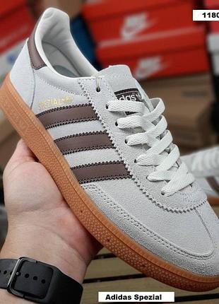 Чоловічі кросівки adidas spezial сірі з коричневим замшею адіс спеціаль на весну, літо, осінь кросівки для повсякденного носіння 4