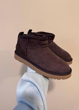 Жіночі коричневі уггі ugg classic ultra mini brown х угг ультра міні 36