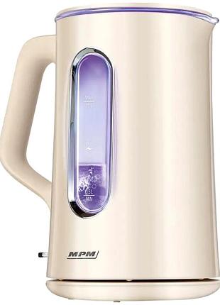Электрочайник 2200 вт 1,5 л скрытый нагреватель для кухни бежевый mpm mc-2082