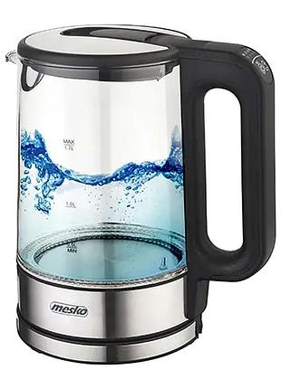 Електрочайник 2200 вт 1.7 л для дому скло чорний mesko mc-0616