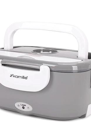Ланчбокс із підігрівом 1 5 л для офісу та дороги сірий kamille mc-0488