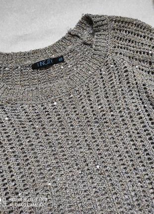 Кофта вязаная свитер с люреском и паетками с коротким рукавом, р.482 фото