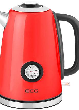 Электрочайник 1,7 л 2200 вт для дома нержавеющая сталь красный ecg mc-2049