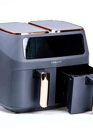 Аерофритюрниця 2800 вт 8 л 10 режимів для кухні сірий sokany mc-3166