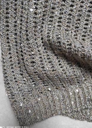 Кофта вязаная свитер с люреском и паетками с коротким рукавом, р.484 фото