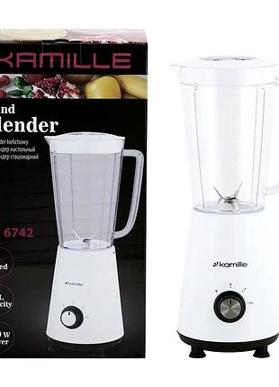 Блендер 350 вт із пластиковим глечиком 1 л для кухні білий kamille mc-0726