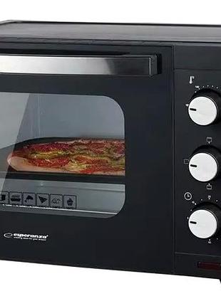 Электродуховка 20 л 1280 вт для кухни черная esperanza mc-1982