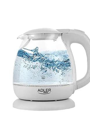 Электрочайник 1100 вт 1 литр для дома стекло adler mc-0619