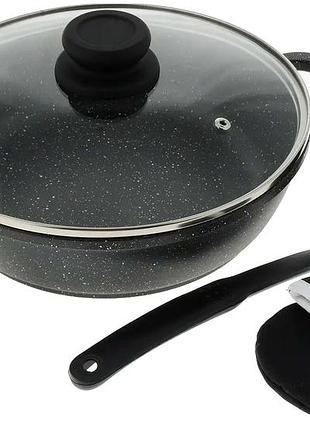 Сотейник гранитное покрытие 32 см для кухни черный bohmann mc-0751