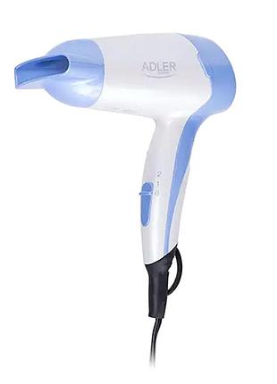 Фен 1200 вт 2 швидкості для укладання складана ручка білий adler mc-1760