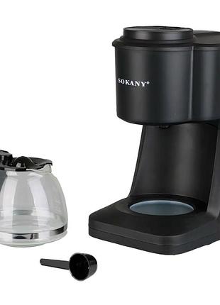 Кофеварка капельная 600 мл 950 вт для дома черный sokany mc-3708