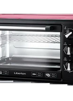 Электродуховка 35 л мощность 1800 вт для кухни красный liberton mc-0570