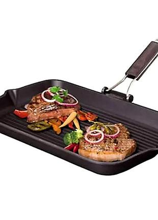 Сковорода-гриль 36х26 см литий алюміній для кухні чорний risoli mc-2583