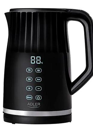 Электрочайник 1.7л с регулировкой температуры для кухни черный adler mc-0626