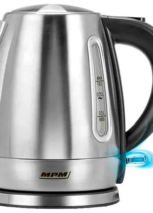 Электрочайник 1630 вт 1 л для кухни нержавеющая сталь mpm mc-2015