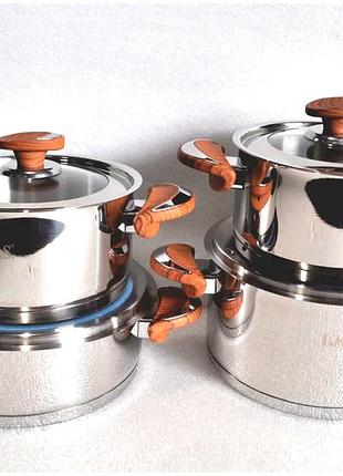 Набір посуду неіржавка сталь 8 предметів для кухні o.m.s. collection mc-4199
