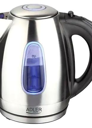 Электрочайник 1,7л 2200вт для кухни нержавеющая сталь adler mc-0646