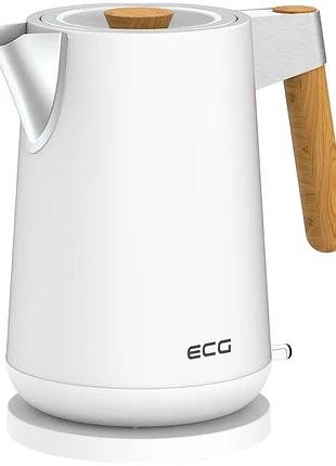 Електрочайник 1.7 л 2200 вт для дому з неіржавкої сталі білий ecg mc-2078