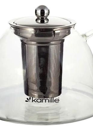 Заварочный чайник 0.8 л термостойкое стекло для кухни прозрачный kamille mc-3399