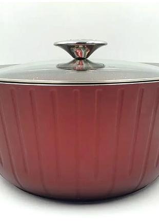 Кастрюля 20 см 2.5 л антипригарная для кухни бордовая o.m.s. collection mc-3068