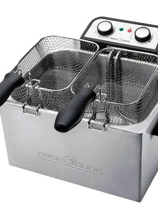 Фритюрница 3000 вт 5 литров для дома 3 корзины нержавеющая сталь profi cook mc-3144