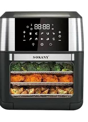 Аэрогриль фритюрница 12 л 1800 вт для кухни черный sokany mc-3168