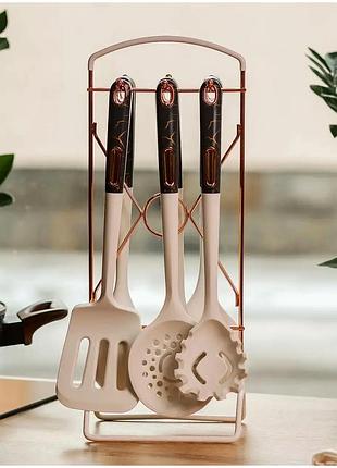 Кухонный набор 6 предметов с подставкой для кухни пластик белый ts kitchen mc-2680